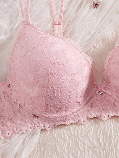 6-Piece Set Women's Underwear Set Sexy Patterned Lace Patchwork No Lining Comfortable Fitting Women's Push-Up Bra Sexy Lingerie