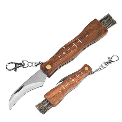 Mini Mushroom Multi Knife Stainless Steel Wooden Handle Sharp Picking Pocket Knife Hard Stainless Steel Multifunctional knife