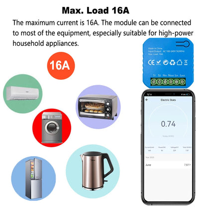 Smart Life ZigBee Switch Module Supports 2 Way Light Control Timing 16A KWh Energy Monitor Works with Tuya Google Home Alexa