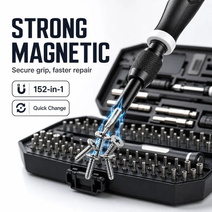 152-in-1 Precision Magnetic Screwdriver Repair Tool Kit with Flexible Shaft Tweezers Pry Tools for Phone Laptop PC Watch Console