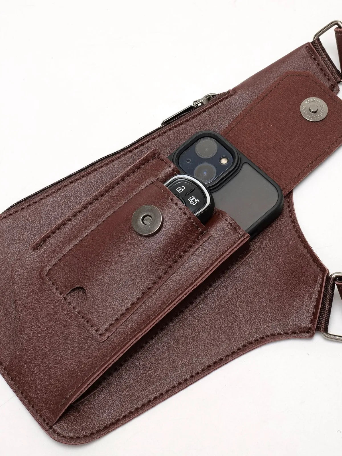 HOMEFISH Double Shoulder Strap Tactical Fishing Bag Waterproof PU Multi-Pocket Outdoor Anti-Theft Crossbody Bag Multi-Purpose