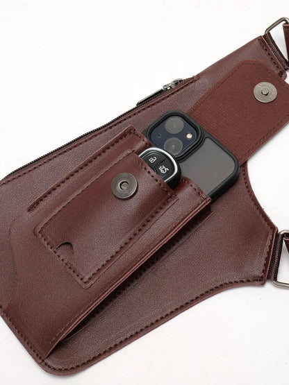 HOMEFISH Double Shoulder Strap Tactical Fishing Bag Waterproof PU Multi-Pocket Outdoor Anti-Theft Crossbody Bag Multi-Purpose