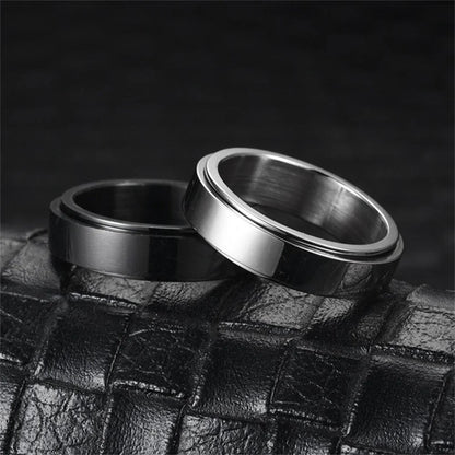 Anxiety Fidget Spinner Stainless Steel Black Rings Simple Titanium Steel Ring for Men Women High Quality Anti Stress Jewelry