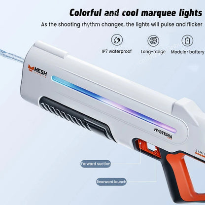 New Pulse Colorful Flashing Electric Continuous Water Gun Toy Automatic Water Suction Large Capacity Adult Water Toy Gift