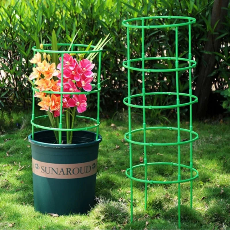 2-6Set Plant Support Plant Stakes Round Plant Support Ring Plastic Plant Cage Holder Flower Pot Climbing Trellis Gardening Tools