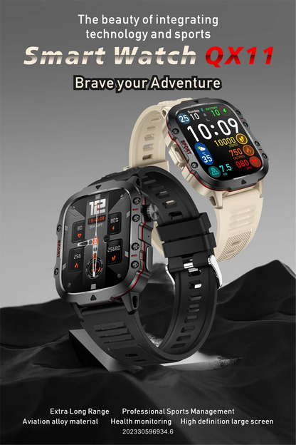 LIGE New Military Smart Watch Men Outdoor Sports 3ATM Waterproof  Blood Oxygen Bluetooth Call Watches Men Smartwatch For Android