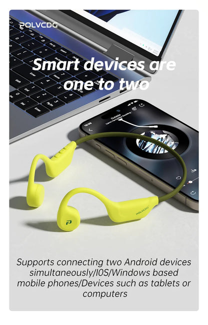 Słuchawki rowerowe z otwartym przewodnictwem kostnym POLVCDG Bluetooth 5.4 Słuchawki sportowe do biegania na świeżym powietrzu X1