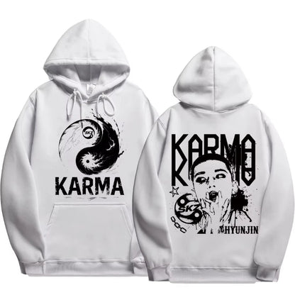 KPOP 4th Album "KARMA" Same Style Unisex Oversized Hoodie FELIX HAN BANGCHAN CHANGBIN HYUNJIN LEE KNOW K-POP Merchandise Apparel