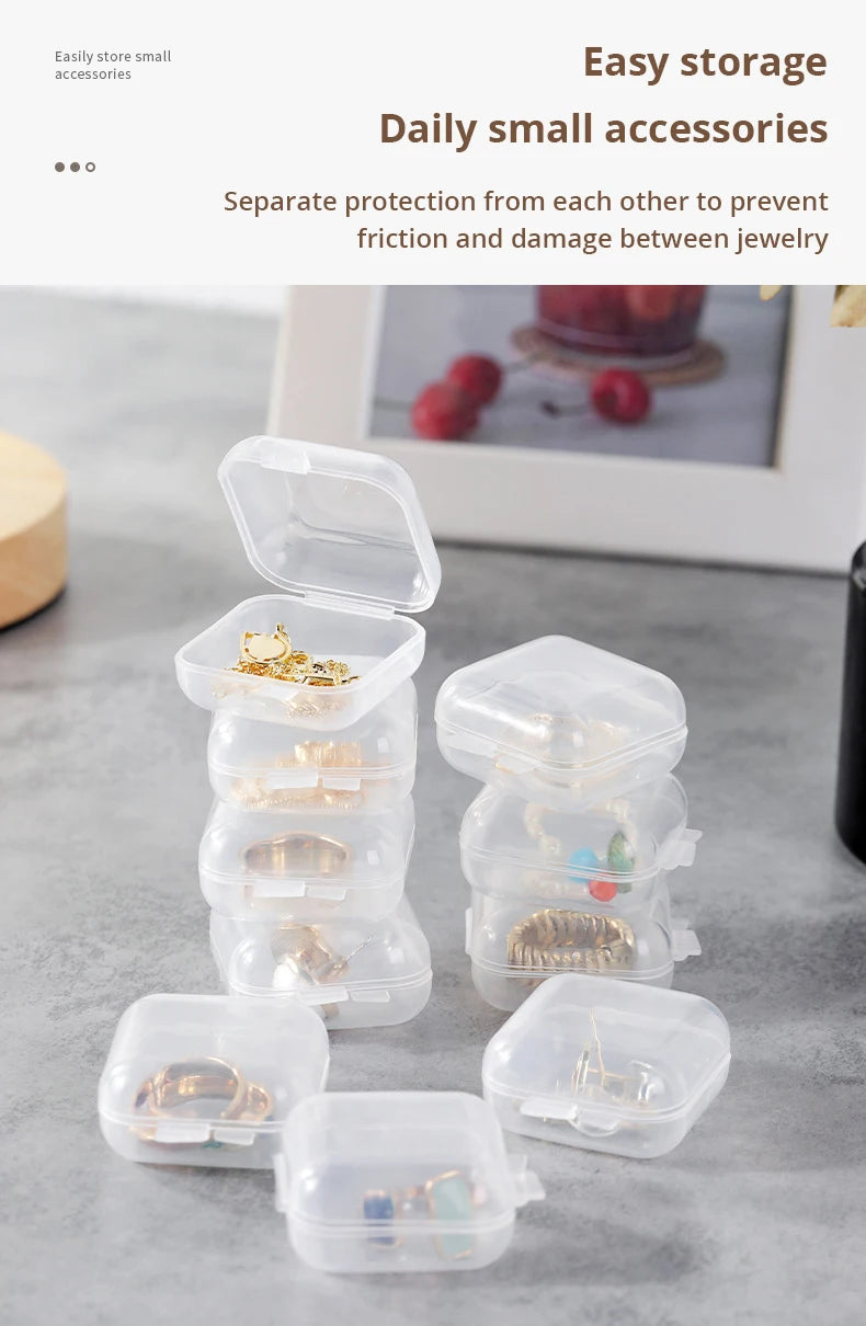 40pcs/set Mini Clear Plastic Storage Box Jewelry Storage Case Transparent Storage Organizer Multifunctional Portable Storage