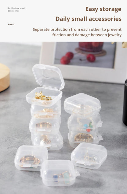 40pcs/set Mini Clear Plastic Storage Box Jewelry Storage Case Transparent Storage Organizer Multifunctional Portable Storage