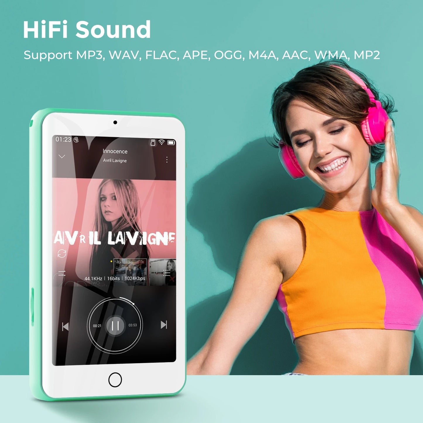 MP3 player bluetooth speakers & wifi, music player with video, FM radio, eBooks, capacity up to 512 GB