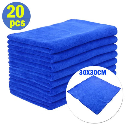 1-20Pcs Soft Microfiber Car Cleaning Towel Drying Cloth Hemming Wash Towel Water Suction Polishing Car Motorcycle Cleaning Tools