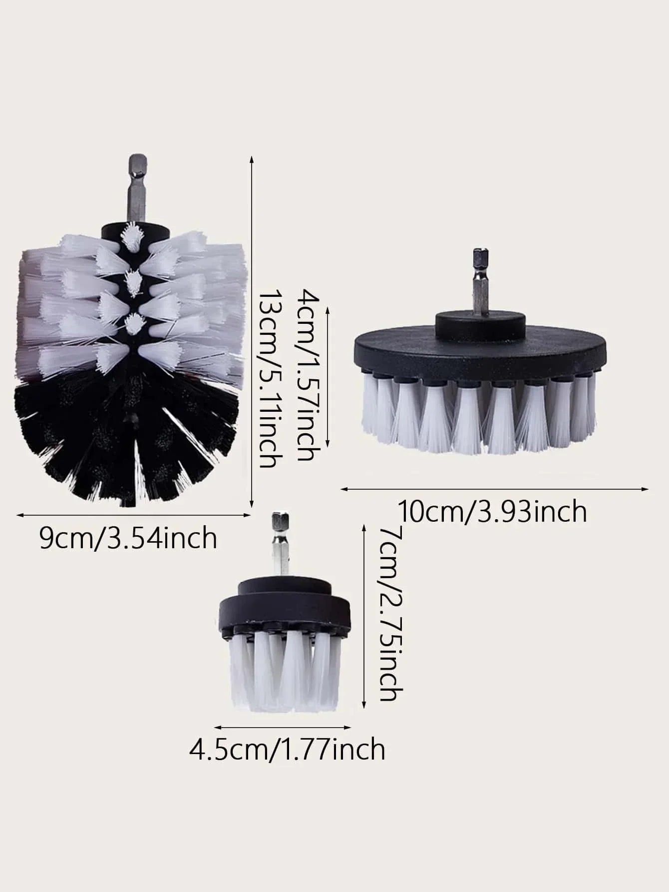 3Pcs/Set Electric Scrubber Brush Drill Brush Kit Plastic Round Cleaning Brush For Carpet Glass Car Tires Nylon Brushes