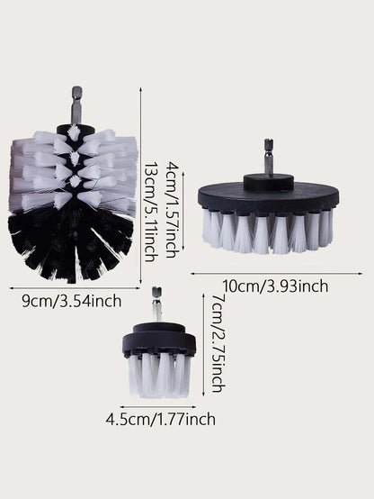 3Pcs/Set Electric Scrubber Brush Drill Brush Kit Plastic Round Cleaning Brush For Carpet Glass Car Tires Nylon Brushes
