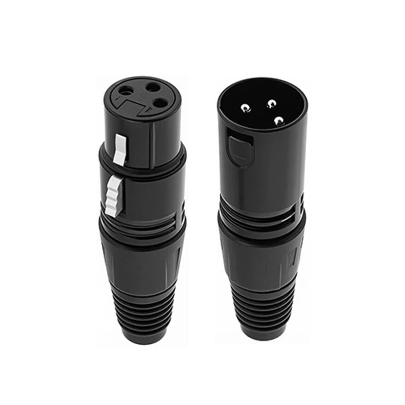 2PCS XLR 3Pin Male/Female Microphone Audio Cable Plug Connector Cannon MIC Cable Terminal Black Silver Microphone Plug