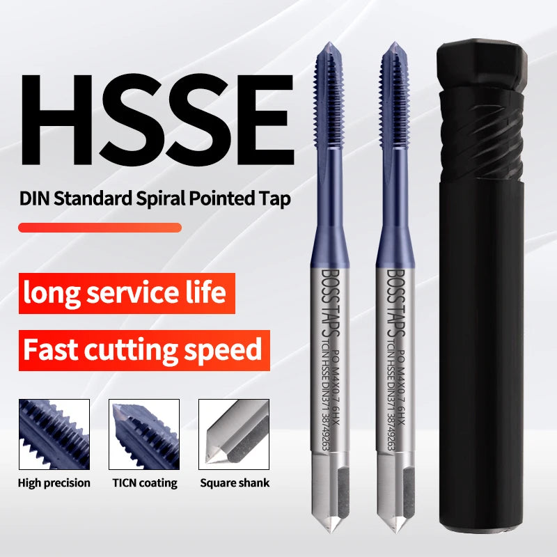 BOSS TAPS HSSE M35 M42 DIN 371 376 Standard Spiral Fluted Tap Pointed Roll Forming M2.5 M3 M4 M5 M6 M8 Machine Screw Thread Taps