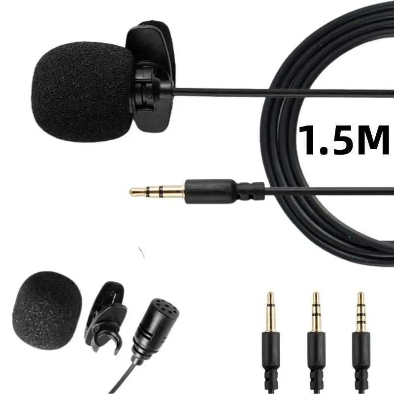 1 Pc Hands-free Condenser Clip-on Lapel Mic 1.5 Meters Mini Portable Lavalier Wired 3.5mm Microphone For Phone And Laptop PC