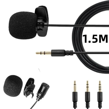 1 Pc Hands-free Condenser Clip-on Lapel Mic 1.5 Meters Mini Portable Lavalier Wired 3.5mm Microphone For Phone And Laptop PC
