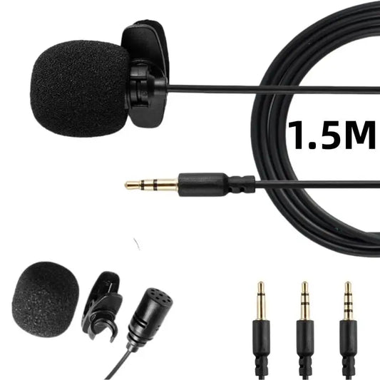 1 Pc Hands-free Condenser Clip-on Lapel Mic 1.5 Meters Mini Portable Lavalier Wired 3.5mm Microphone For Phone And Laptop PC