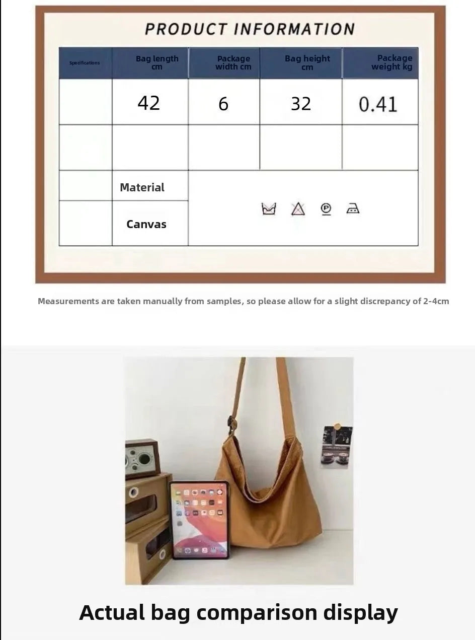Women's Shoulder Bag Large Capacity Crossbody Bag for Woman 2025 New in Cotton Fashion Korean Female Student School Bag Handbag