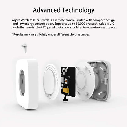 Aqara Wireless Mini Switch Zigbee Sensor Connection Smart Remote One Key Control Button Security Work for Mi Home APP Homekit