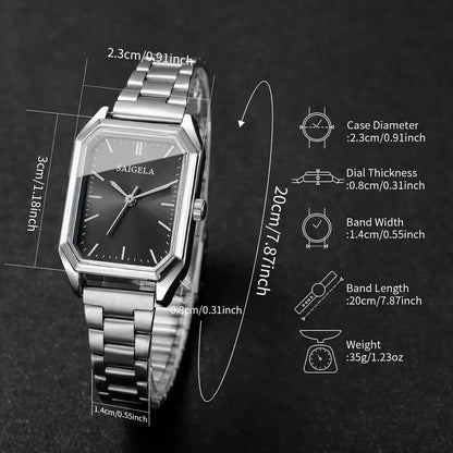 Fashion Rectangle Women Watches Simple Analog Quartz Wristwatch for Girls Clock Gift Reloj Mujer（Without Box）