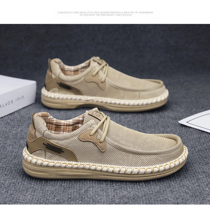 2026 Summer New Men Slip-on Breathable Mesh Shoes, Lazy Casual Hemp Sole Low-top Loafers, Lightweight Anti-slip Fisherman Shoes