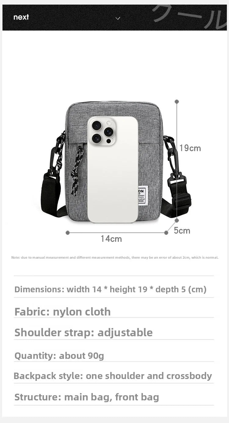 1Pcs 14×5×19cm Men Womens Canvas Crossbody Bag Lightweight Mini Shoulder Phone Pouch for Outdoor Hiking Travel Sports Square Bag