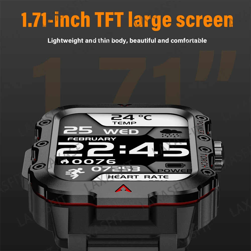 LAXASFIT New Smart Watch Bluetooth Talk LED Flashlight Sports Fitness Tracker Men Women Outdoor Sports Smart Watch