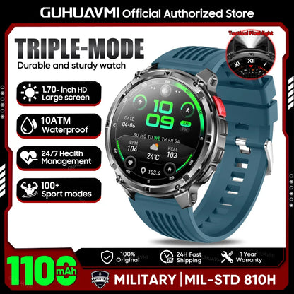 2026 New T-REX3 1100mAh Battery SmartWatch 10ATM Waterproof Compass Altitude HD Bluetooth call Sports Flashlight Smart Watch Men