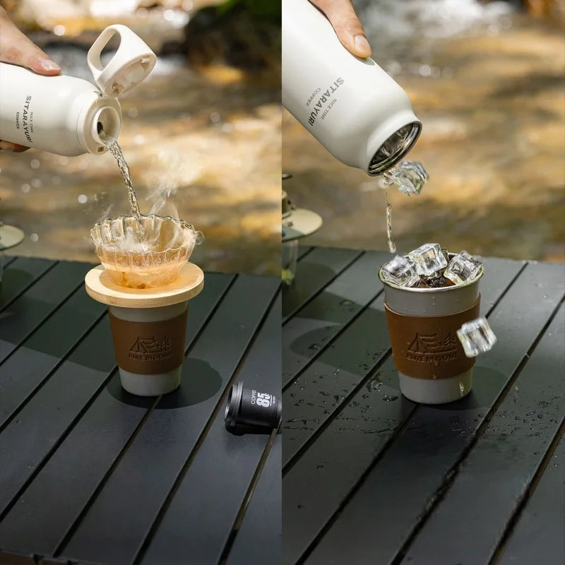 JUSTINLAU 600ML Insulated Bottle with Pop-up Lid Stainless Steel Keep Hot＆Cold Thermal Mug Outdoor Sports/Travel Water Cups