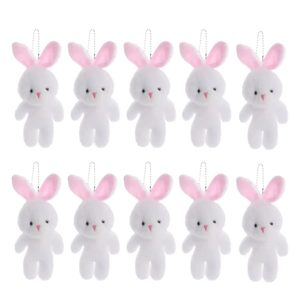 10Pcs Cartoon Animal Little Rabbit Plush Toy Keyring Stuffed White Rabbit Plush Keychain Soft 18cm