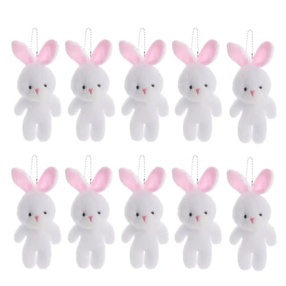 10Pcs Cartoon Animal Little Rabbit Plush Toy Keyring Stuffed White Rabbit Plush Keychain Soft 18cm
