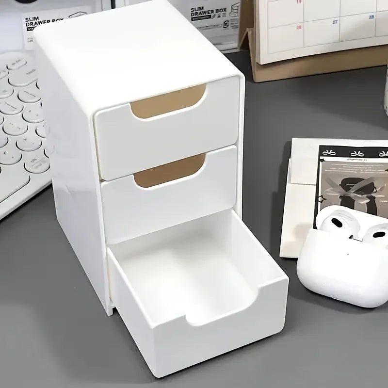 3-Tier Desk Organizer Storage Drawers Is Suitable for Stationery, Jewelry and Cosmetics Storage Portable Partition Box
