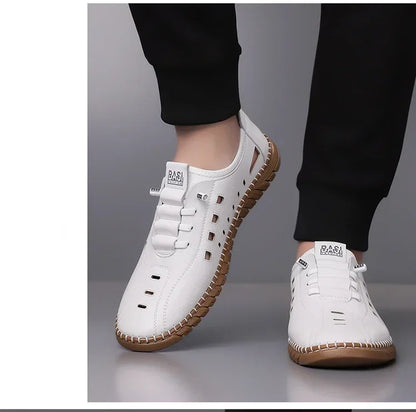 Men's Comfortable Hollow Slip-on Loafers, Breathable Anti-slip Soft Sole Outdoor Driving Shoes-WC2516