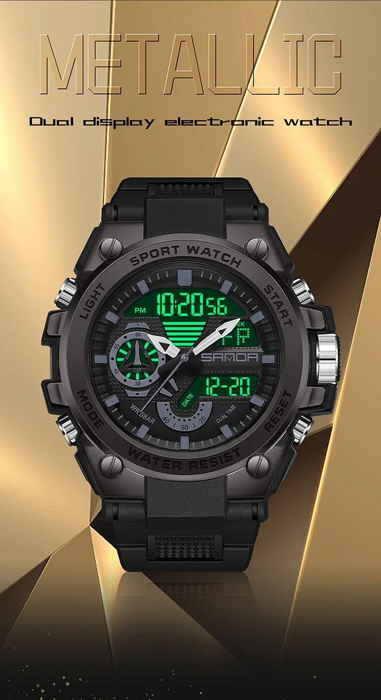 Sanda Men's Digital Fashion Waterproof Outdoor Sports Multifunctional Electronic Watch SD3302-12