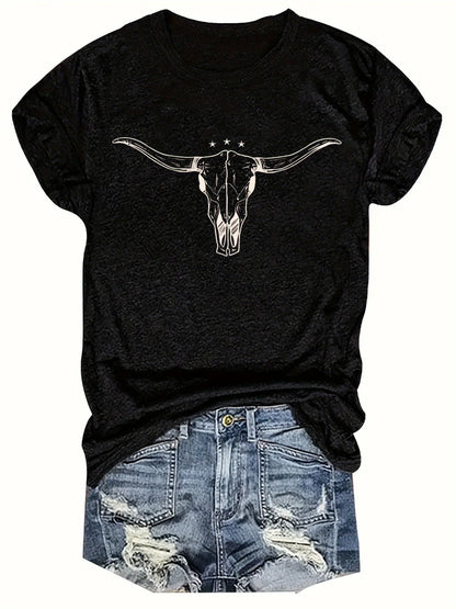 Western Country Music Women's Tee - Cowboy Retro Graphic Black Top
