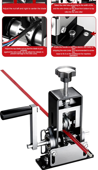 1-70mm² Wire Stripper Manual Wire Stripping Tool Cable Stripper Peeling Machine Compatible with Hand Crank Electric Drill Peeler
