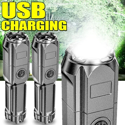 Powerful LED Flashlight Rechargeable USB Waterproof Zoom Fishing Hunting Camping High Lumen Tactical Flashlight LED Torch