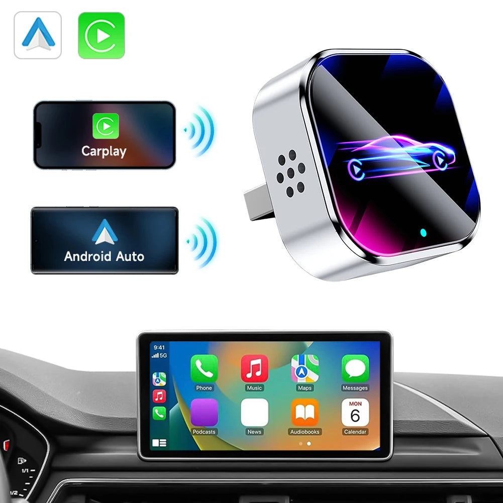Wireless Android Auto Carplay Box/Adapter Carplay AI Box Auto Connect Smart USB Dongle for iPhone and Android Factory Wired Cars