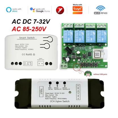 Zigbee Relay Breaker 7-32V 85-250V Switch Module Control Works With Tuya Smart Life App Alexa Google Smartthings Ewelink Hub