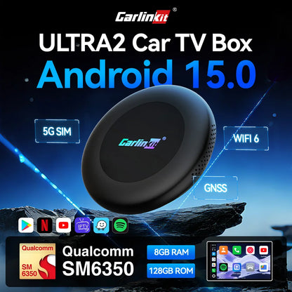 2026 5G Car Ai box SM6350 CarPlay Wireless Android 15.0 Ultra2 Android Auto Wireless Ai Box Support Youtube Netfilx IPTV BT5.1