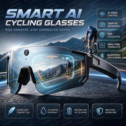 New AI Smart Glasses With Camera 1200P Video Recording Anti-Shake Shooting Sunglasses Bicycle Riding Windproof Goggles Men Women