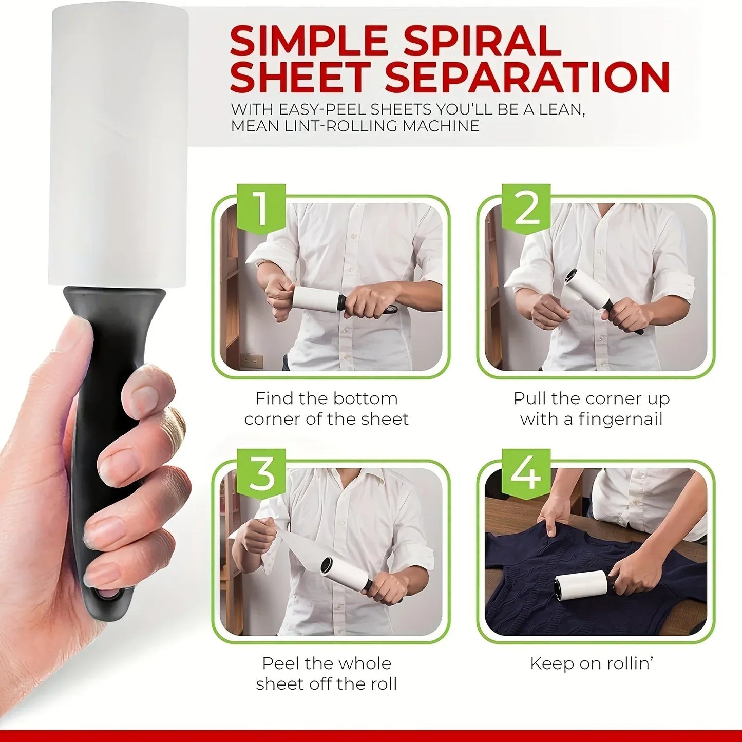 Extra-Sticky Lint Roller for Pet Hair Removal,Ideal for Dog & Cat Owners,Perfect for Clothes & Furniture Cleaning