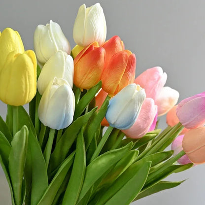 Artificial Flowers Tulip Bouquet Fake Flowers Wedding Garden Decoration Outdoor Home Garden Bouquet Vase Decor Plants