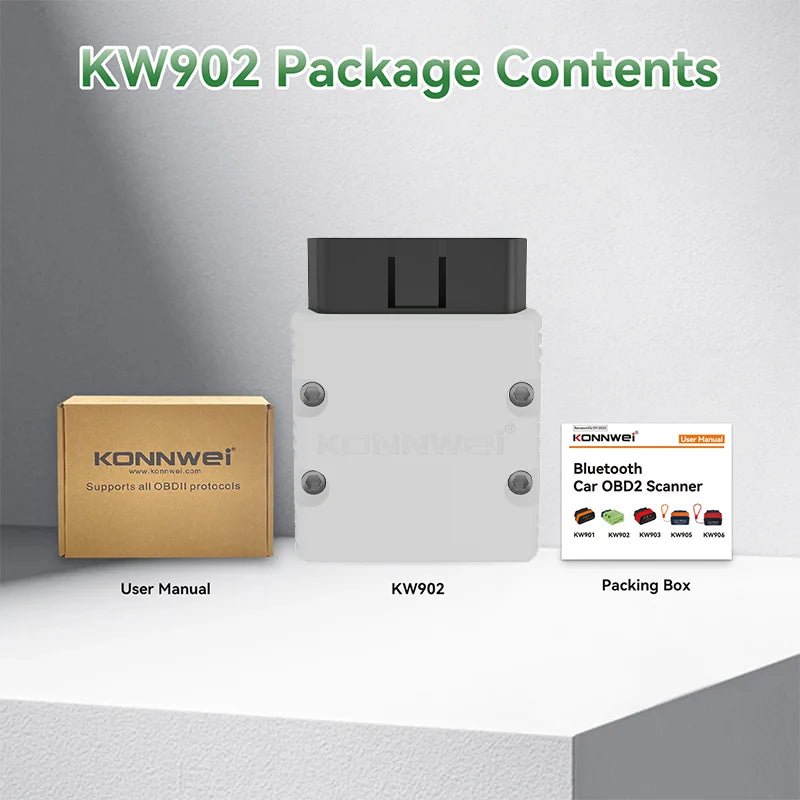2026 KONNWEI KW902 Elm327 V1.5 OBD2 Bluetooth Car Diagnostic Scanner Mini obd Code Reader for Android/IOS Off Check Engine Light