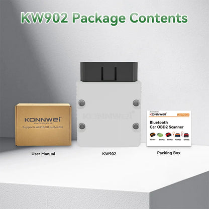 2026 KONNWEI KW902 Elm327 V1.5 OBD2 Bluetooth Car Diagnostic Scanner Mini obd Code Reader for Android/IOS Off Check Engine Light