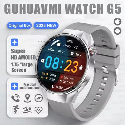 2025 New Watch G5 PlUS Smart Watch Men 1.75"AMOLED Screen GPS Track Compass Heart Rate Bluetooth Call SmartWatch For Android IOS