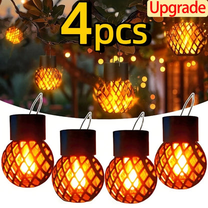 Solar LED Outdoor Flame Effect Hanging Lantern Out Waterproof Garden Decoration Lamp Solar Fairy Light For Patio Garden Yard
