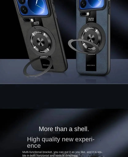Case For Xiaomi 17 Pro Max 360 Rotating Magnetic Holder Luxury Silicone Sheepskin Leather Back  For Mi17 Xiaomi 17Pro Max Cover